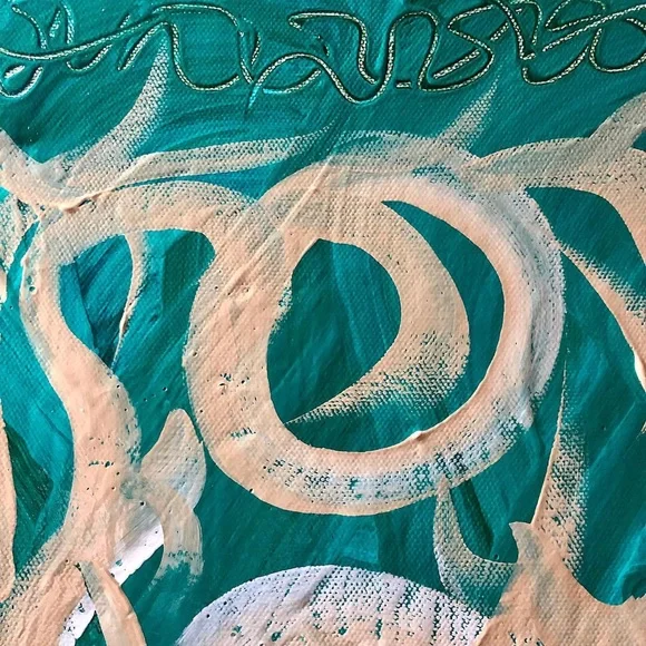Abstract Teal and Gold Wall Art